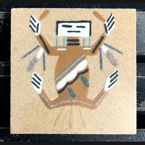 L. YAZZIE Rare Vintage Navajo Native American “Water Creature” Sand Painting
